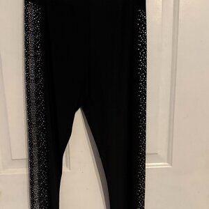 Black Polyester Leggings w/Rhinestones down leg
